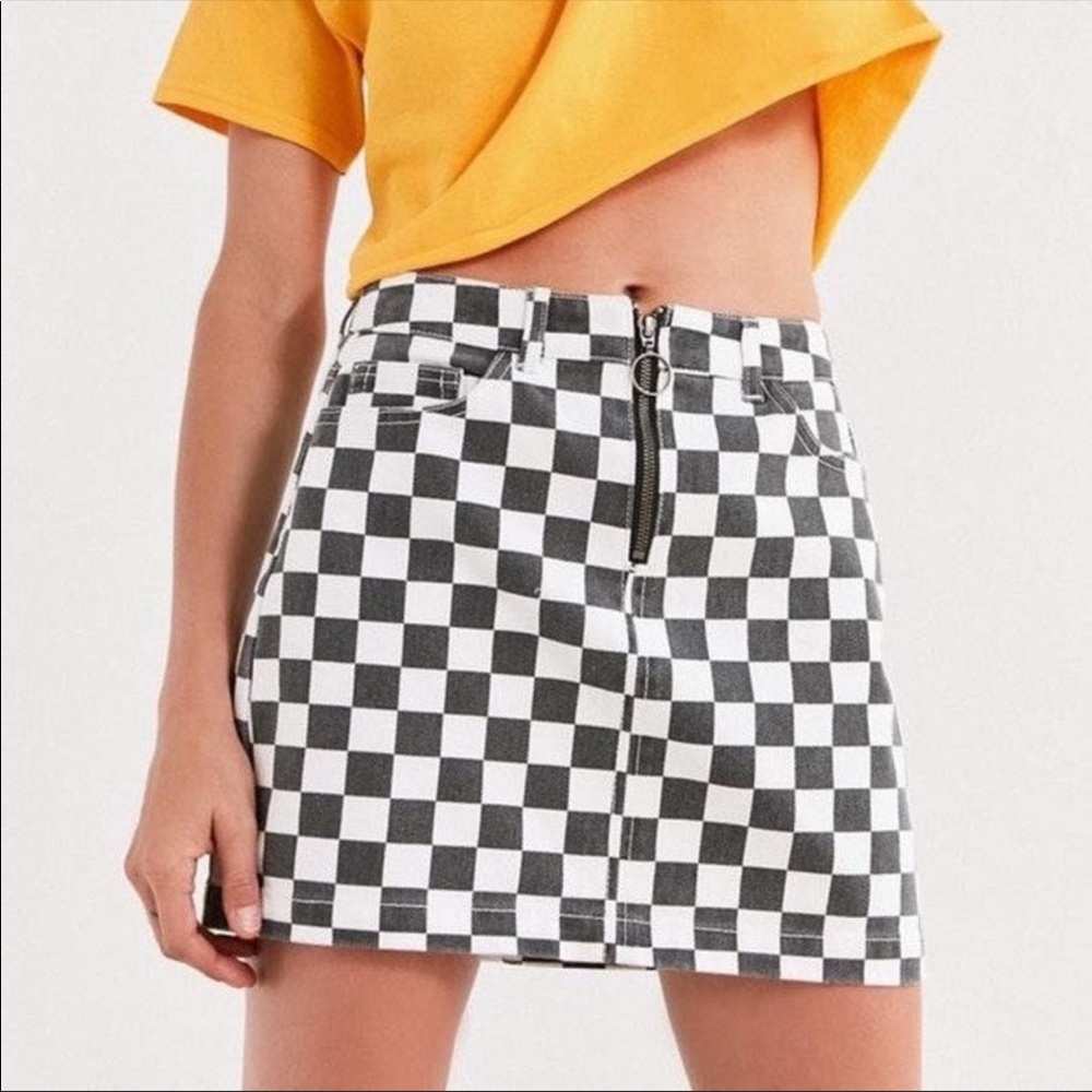 Urban Outfitters B&W Checkered Denim Skirt